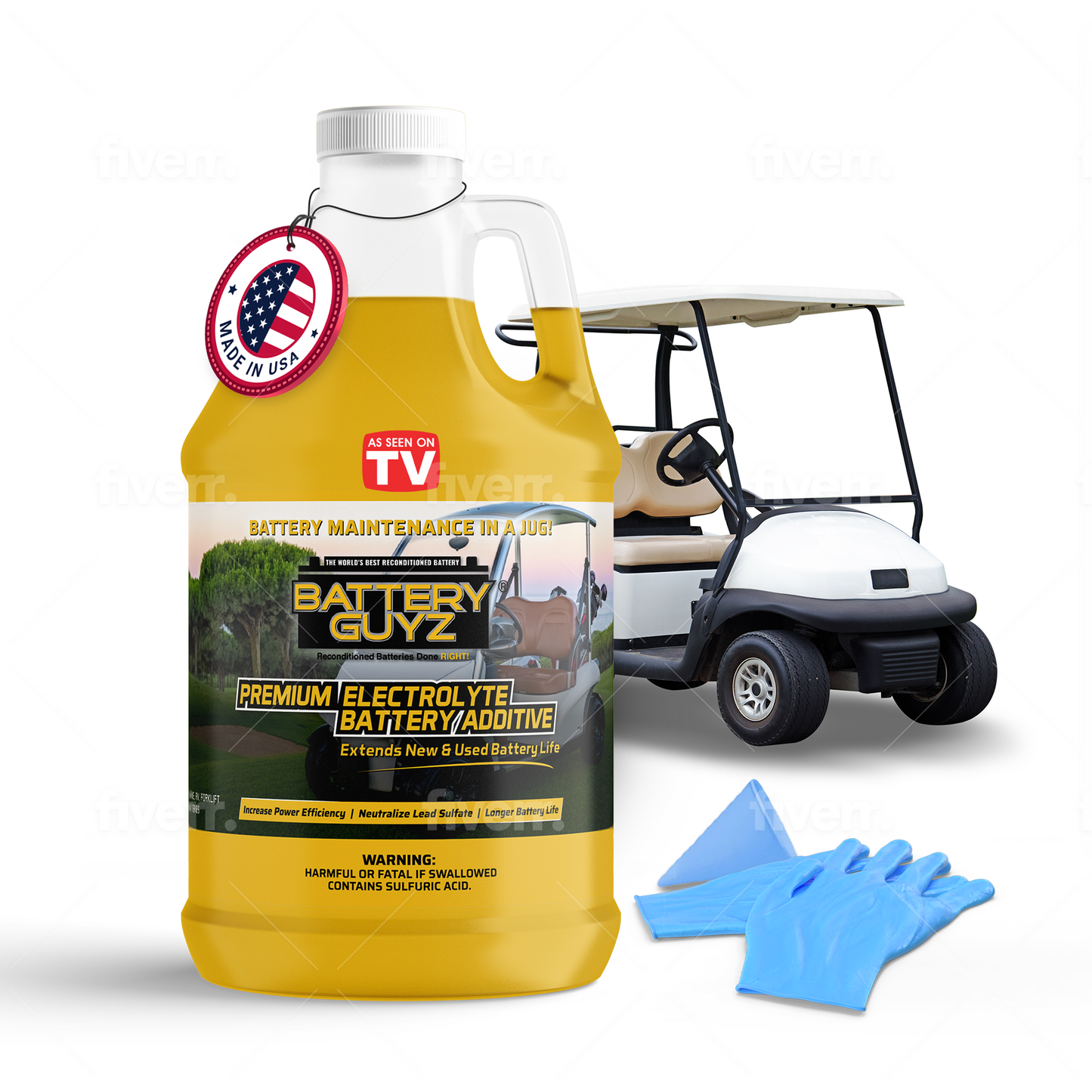 Desulfator to Extend and Renew Battery Life - Golf Cart Batteries - Battery Acid Refill - Battery Restorer - 48v/12v/8v/6v Battery and All Lead Acid Batteries - 1 Gallon US (3.78 L) As Seen On TV
