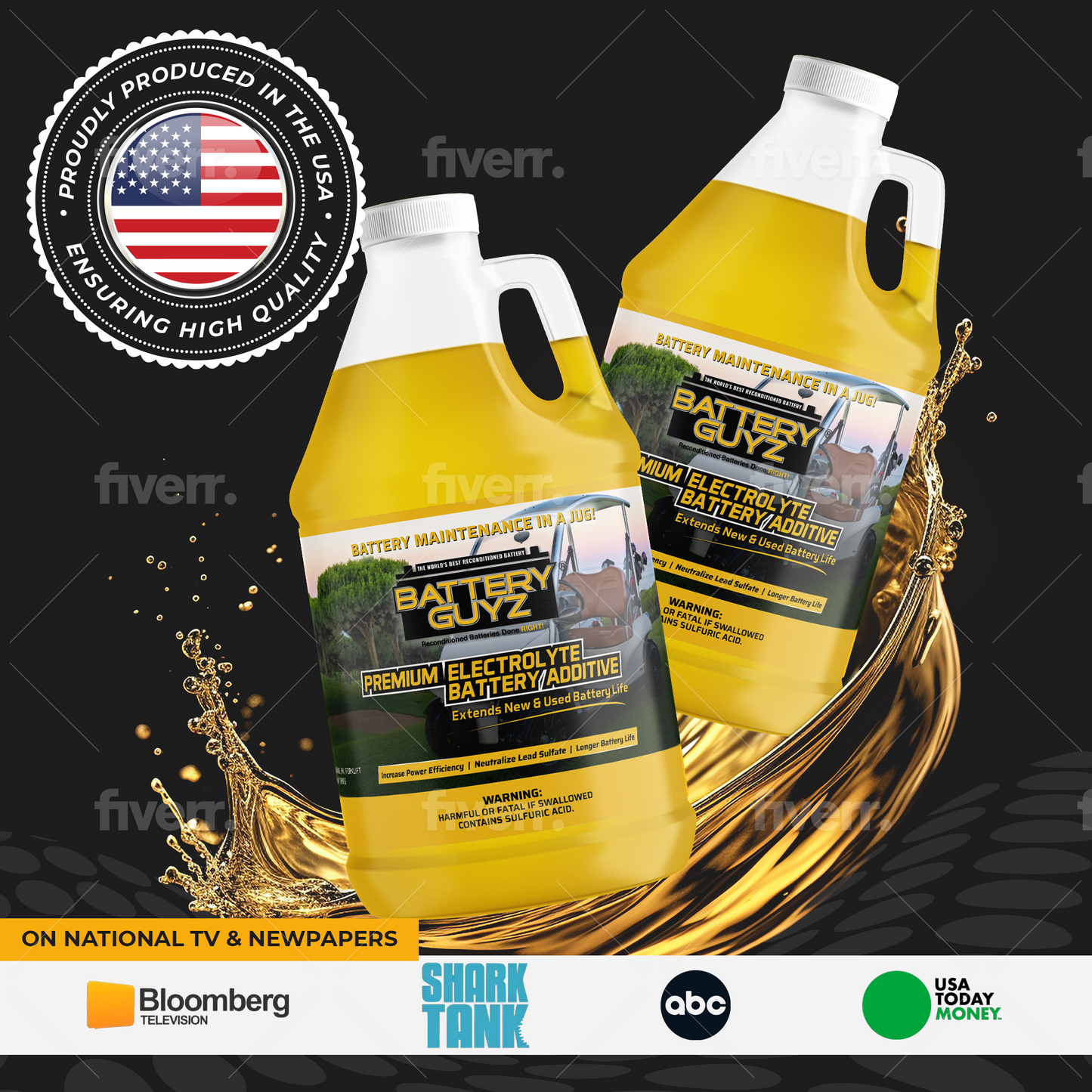 Desulfator to Extend and Renew Battery Life - Golf Cart Batteries - Battery Acid Refill - Battery Restorer - 48v/12v/8v/6v Battery and All Lead Acid Batteries - 1 Gallon US (3.78 L) As Seen On TV