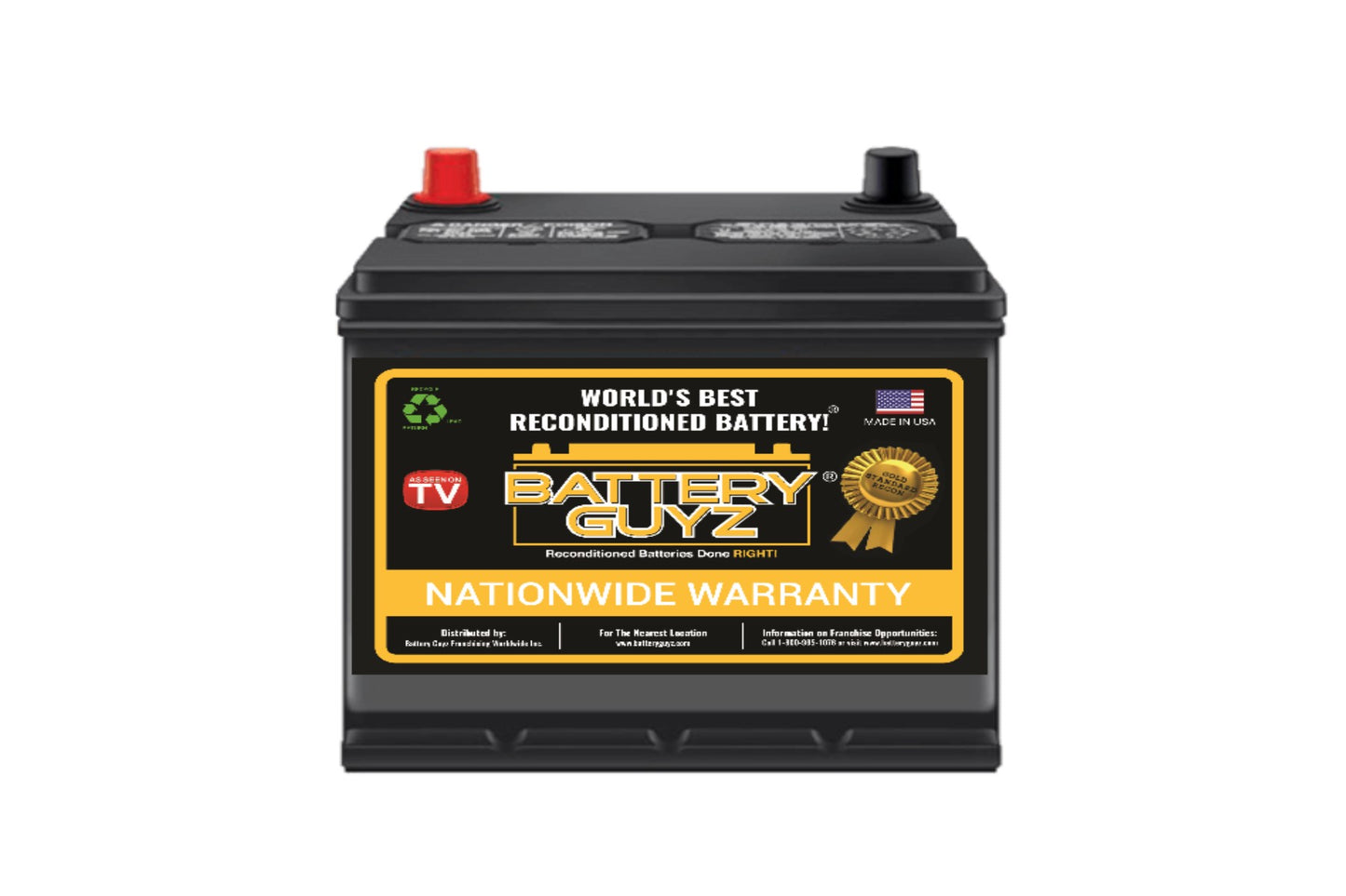 Battery Guyz Reconditioned Lead Acid Automotive Battery, Group Size 121R, 12 Volt, 600 CCA